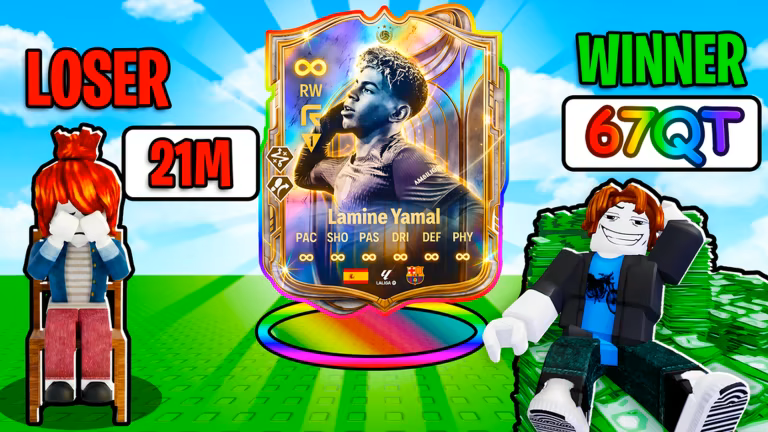 Official Bid For Soccer Cards promotional artwork featuring a Lamine Yamal RW card